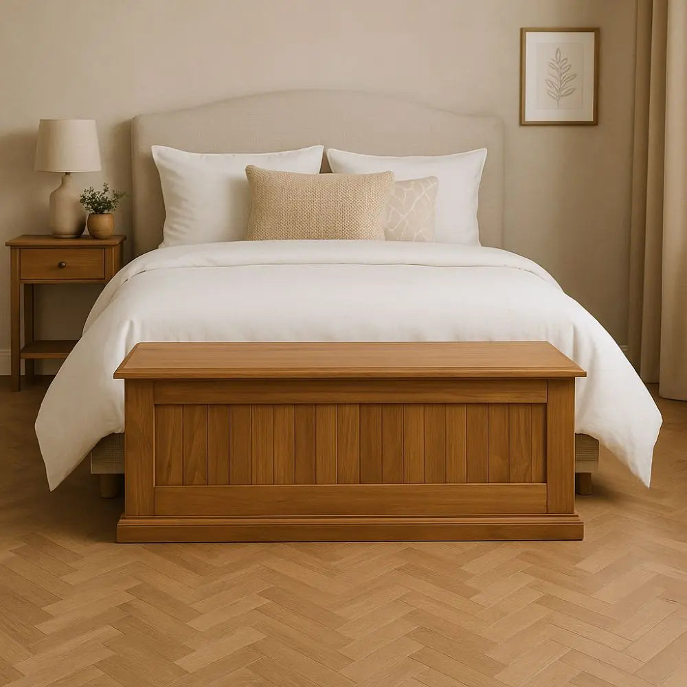 Baul de Madera Maciza Pino elliotti Pie de Cama Nogal Dormitorio Living