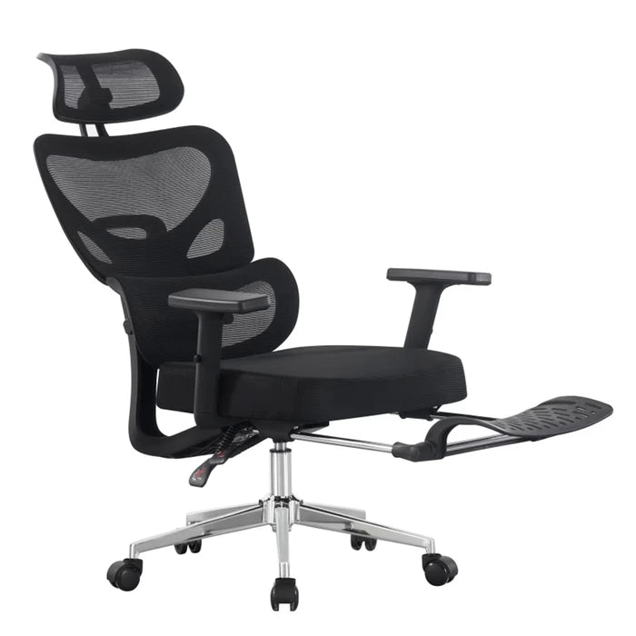 Silla Ejecutiva EMPOLi Reclinable, Ergonómica, con Tejido de Malla Transpirable, Posabrazos con Altura Ajustable, Soporte Lumbar y Reposapiés, Soporta hasta 120Kg