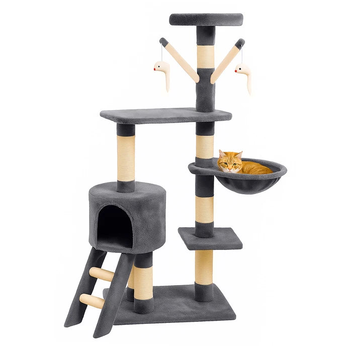 Super Gimnasio Rascador para Gatos, de Felpa Suave con 5 Niveles, Casita y Nido