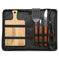 Set Asador de 6 Piezas, Utensilios de Acero Inoxidable con Mango de Madera, Tabla y Estuche