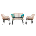 Juego De Jardín con Sillón y 2 Butacas con Almohadones Removibles + Mesa con Vidrio Templado