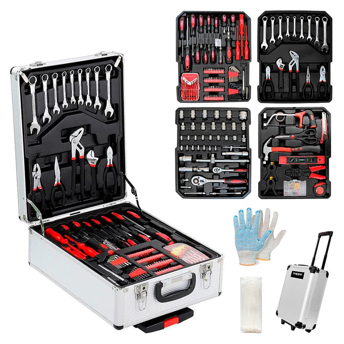 Super Kit Caja de Herramientas NAPPO 499 Piezas + Valija Metálica con Ruedas