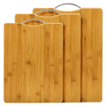 Set de 3 Tablas de Picar, de Bambú Resistente con Manija Metálica, Tamaños 38cm, 35.5cm y 30cm