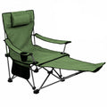 Silla Reposera Plegable de Tela Oxford con Respaldo Ajustable, Almohadón, Apoyapiernas, Bolsillo Lateral y Posavasos - Verde